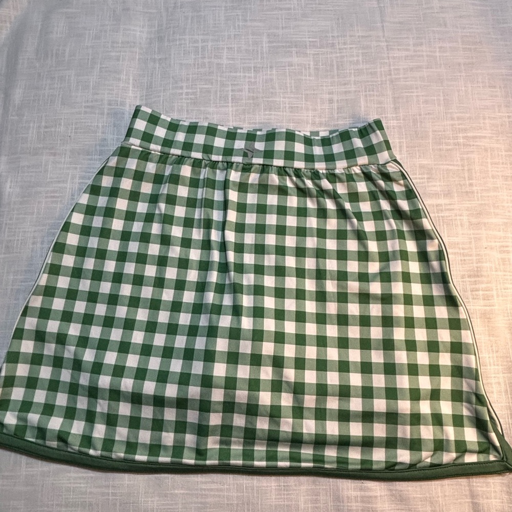 Tuckernuck Green and White Gingham Mini Skirt
